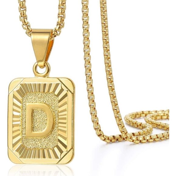 Other - Letter Pendant Necklace Mens Womens Capital Letter Gold D